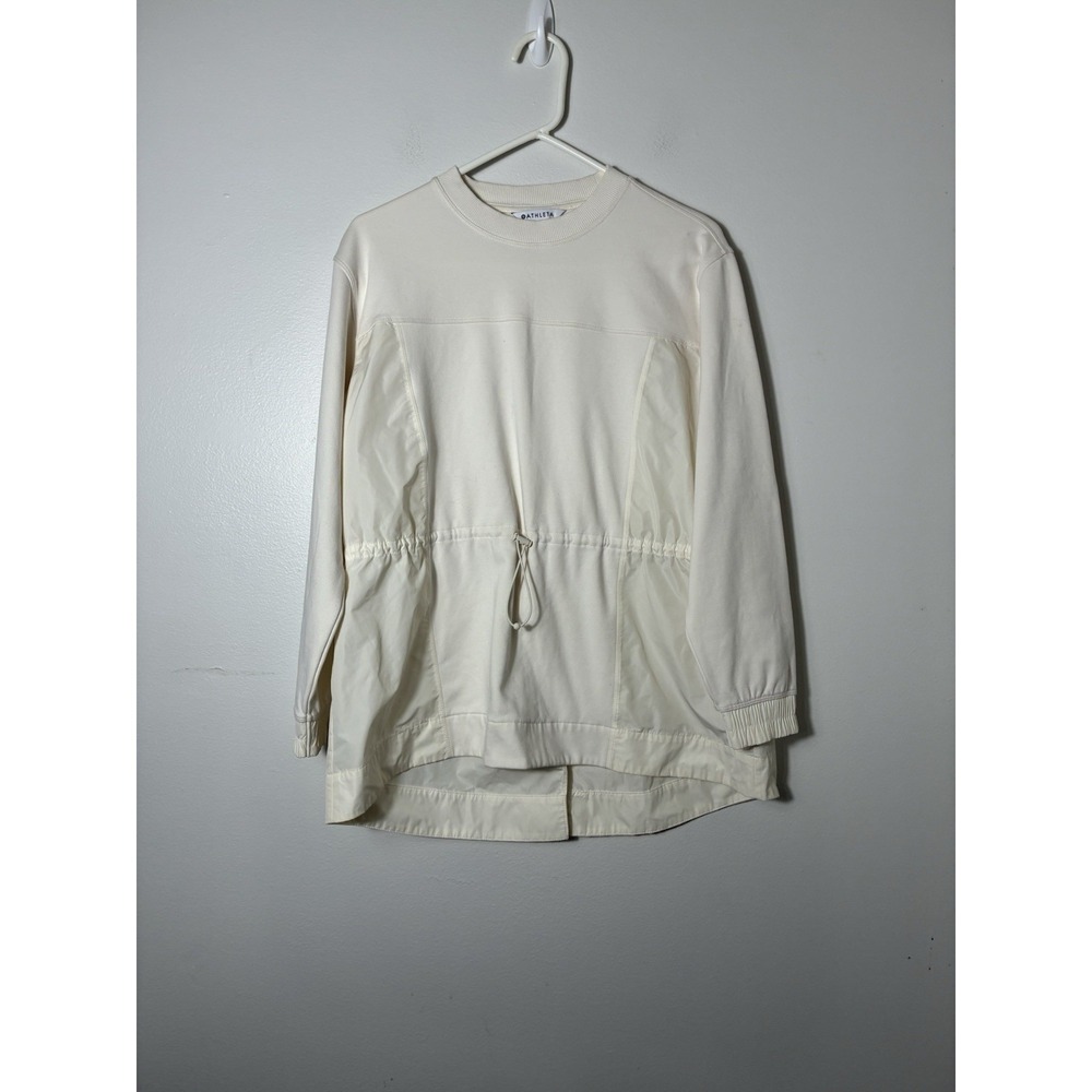 Athleta Triumph Hybrid Crewneck Sweatshirt Small Cream Ivory Casual Layering